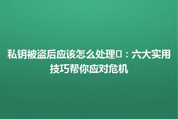 私钥被盗后应该怎么处理🔑🛡️：六大实用技巧帮你应对危机
