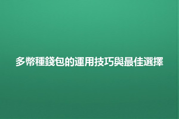 多幣種錢包的運用技巧與最佳選擇💰🌐