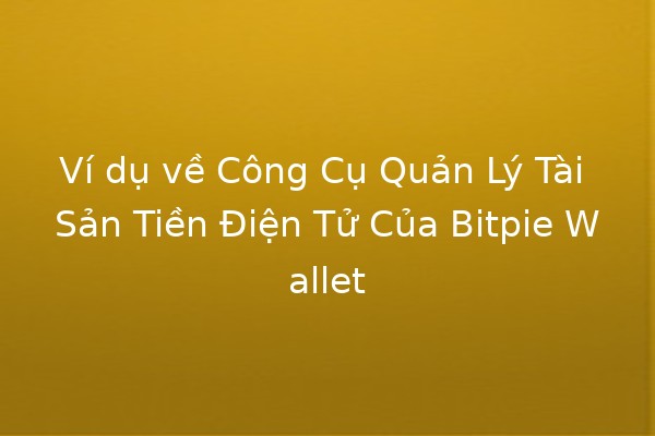 Ví dụ về Công Cụ Quản Lý Tài Sản Tiền Điện Tử Của Bitpie Wallet 💰🔒