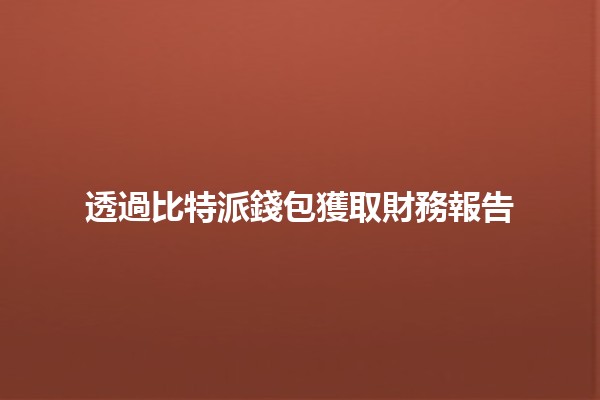 透過比特派錢包獲取財務報告 📊💰